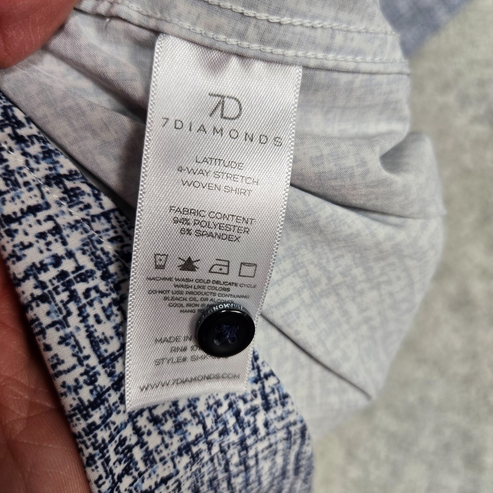 7 Diamonds 4 way stretch shirt mens L abstract performance latitude flip cuff - Picture 7 of 8